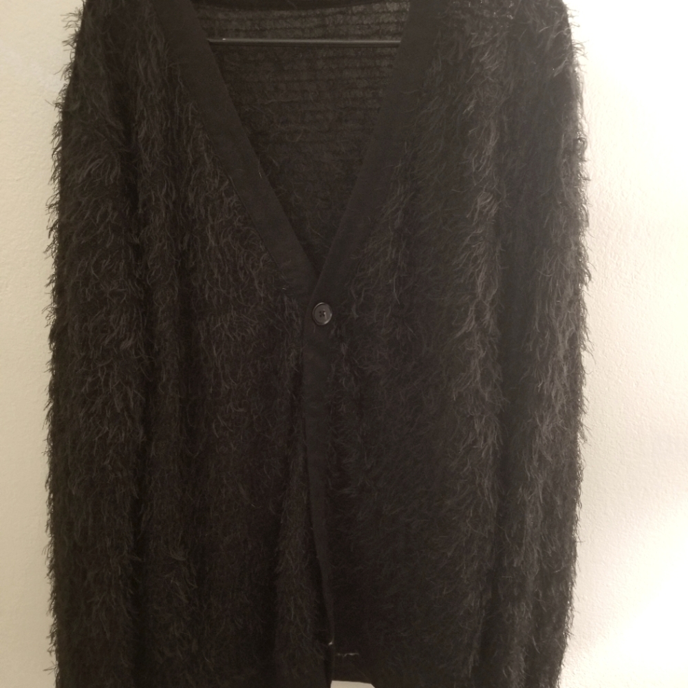 Cozy Black Fuzzy Cardigan Sweater By Disturbia Size UK 14